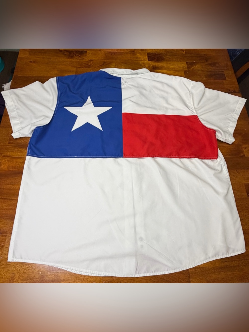 Magellan Outdoors White, Blue & Red Flag Panel Button-Down Shirt